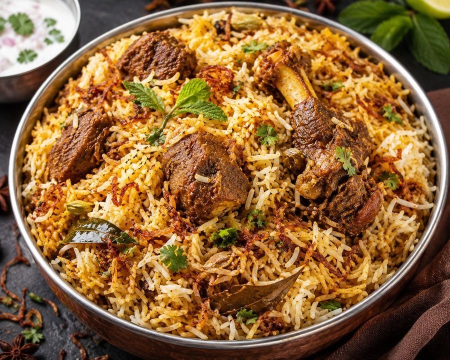 Goat Ghee Roast Biryani at Tadka Biryani & Tandoor, Morrisville NC